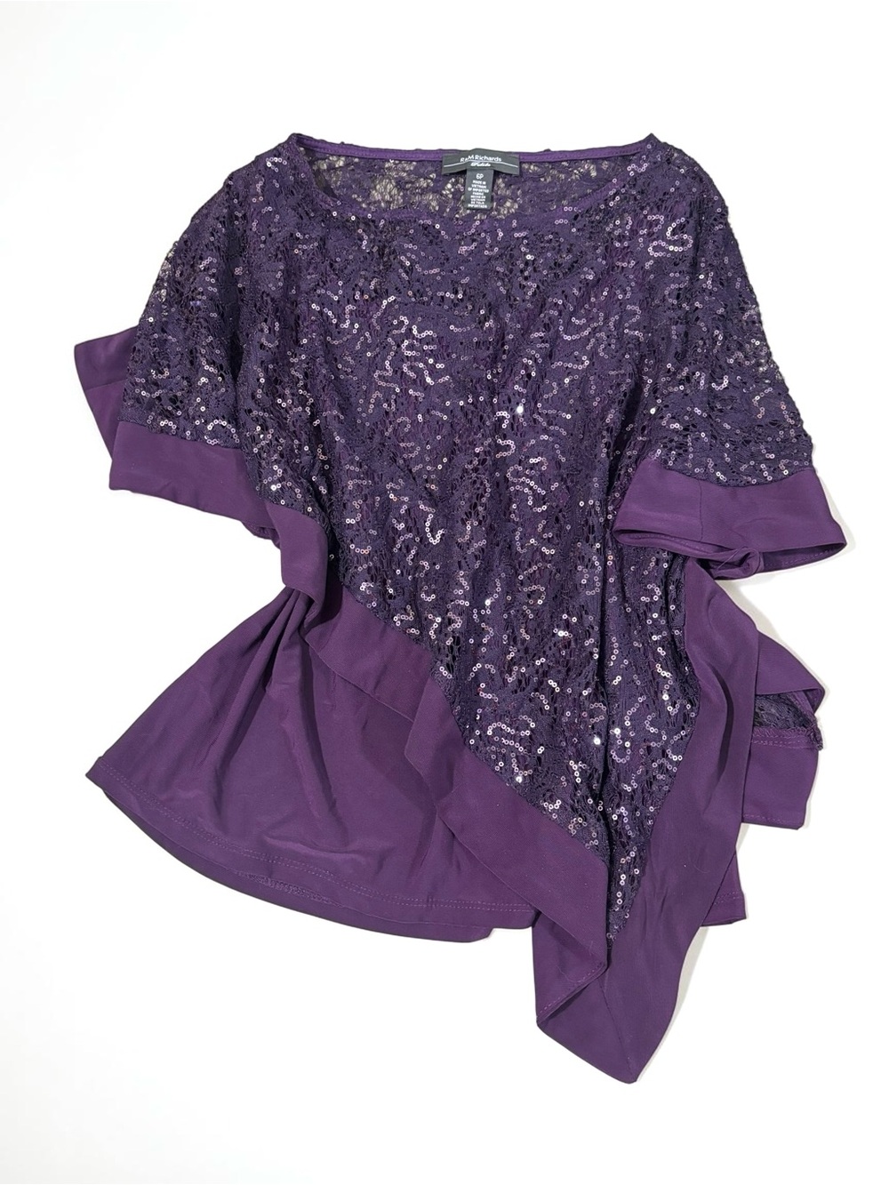 Purple Sequin Poncho Top Cami Y2K R&M Richards Glam Party 6P